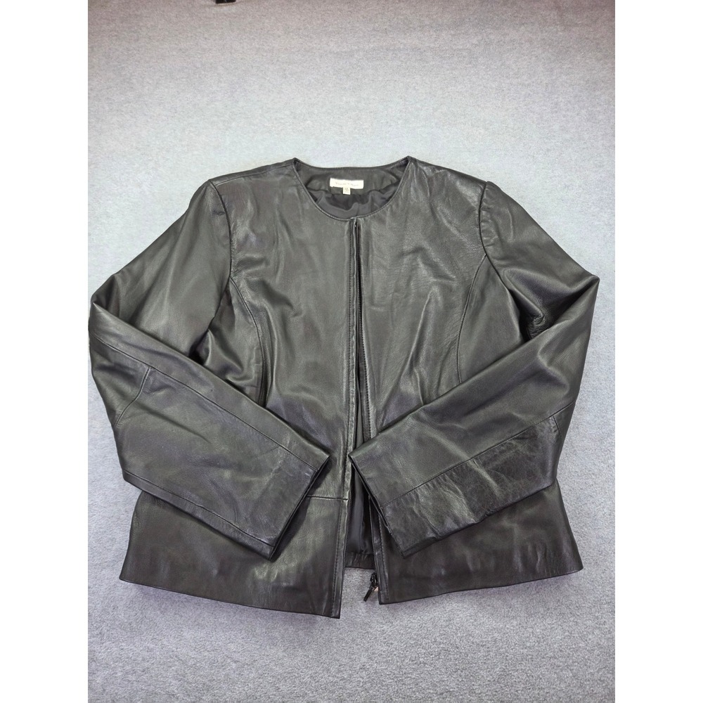 Yvonne Marie Womens 100% Lamb Leather Zip Jacket Blazer Size 14 Butter Soft